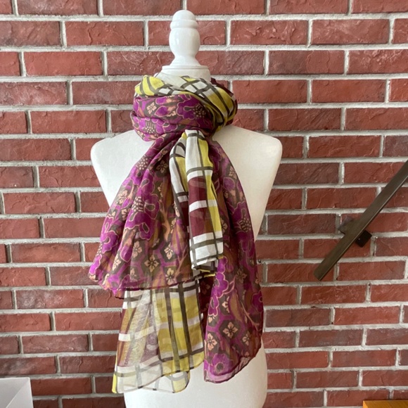 •Cotton Blend Floral Plaid Oversized Scarf Wrap Shawl 70”x43” NWOT - Picture 2 of 6